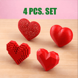 3D Valentine's Day Hearts, 4 pcs. Bundle for Valentine’s, Surprise and Gift for Couple, LoveArt 3d model
