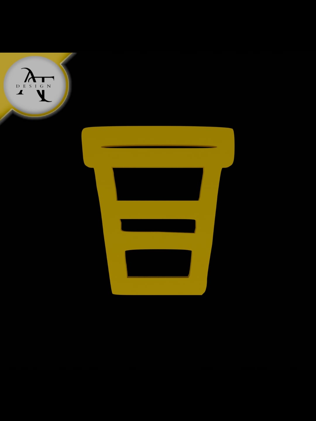 Simple Coffee Cup Symbol - 2D Art 3d model