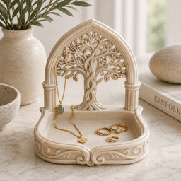 Tree of Life Jewelry Tray STL – Gothic Arch Ring Dish & Necklace Holder 3d model