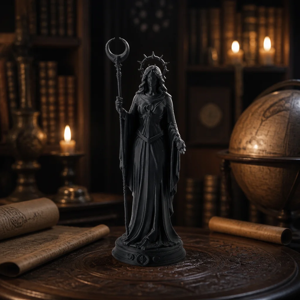 Dark Moon Priestess Figurine - Gothic Fantasy Statue 3d model