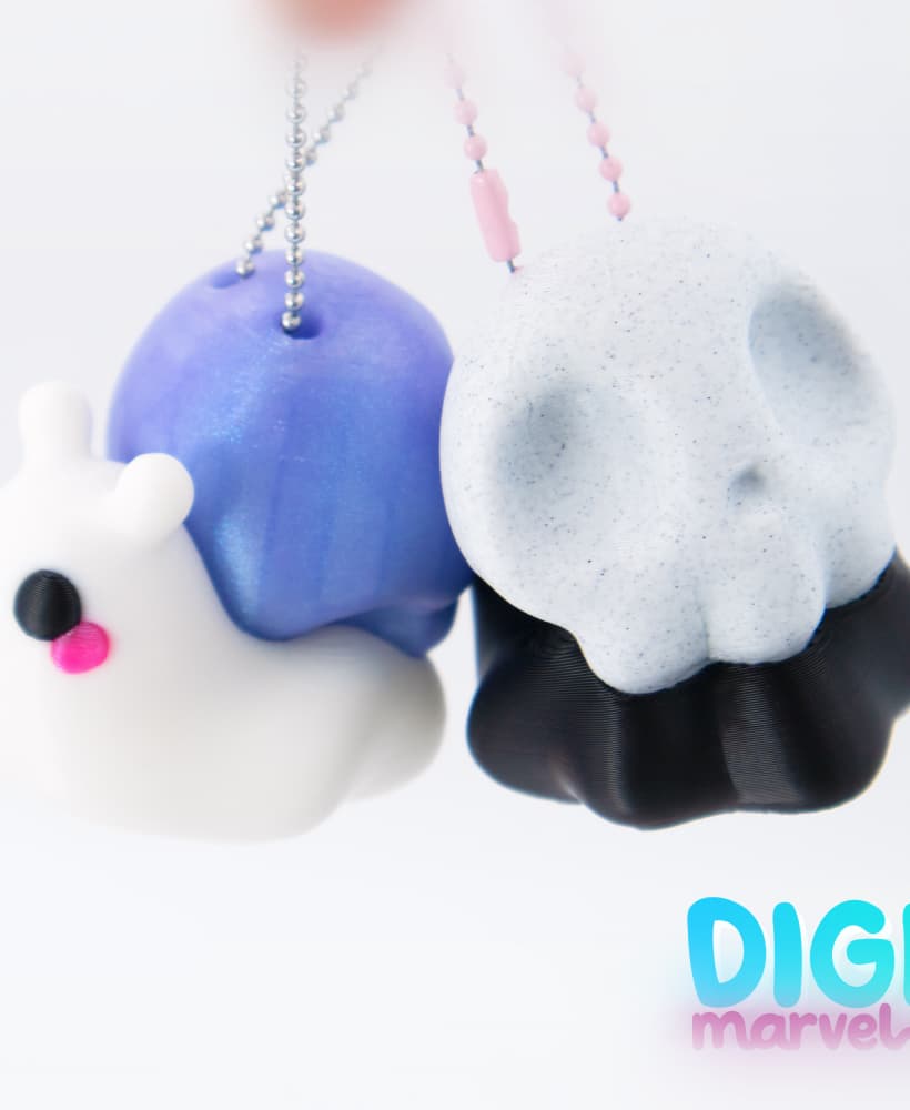Ghosty Snail Keychain (AMS and No AMS) 3d model