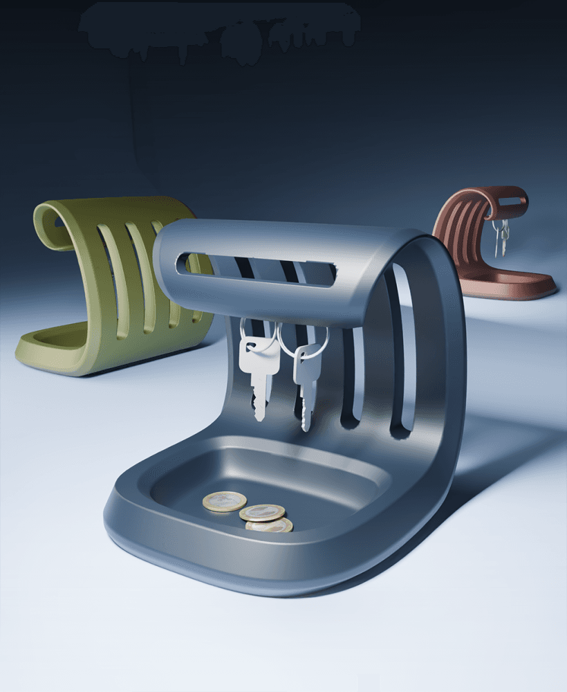 Key Tray with Hook ā Key Holder & Coin Dish 3d model