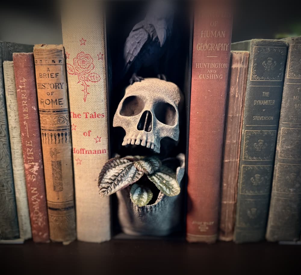 Skull and raven booknook planter. 3d model