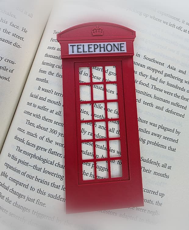 British Telephone Box Book Mark 3d model