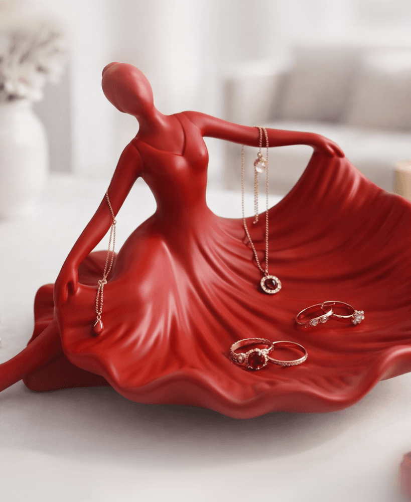 Flamenco Dancer Jewelry Tray STL – Red Dress Ring Dish & Vanity Organizer 3d model