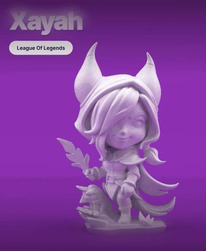 Xayah Inspired Fantasy Rogue – Stylized STL & OBJ Figure for 3D Printing 3d model