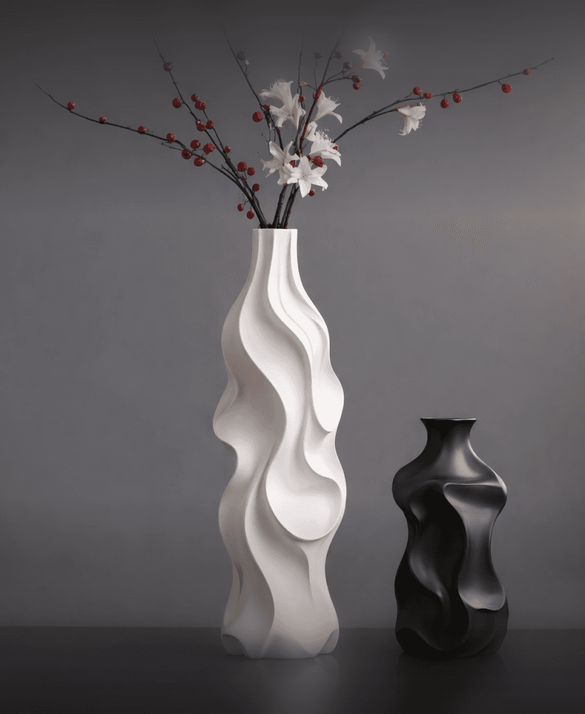 Fluid Wave Sculptural Vase Set – Organic Modern 3D Design 3d model