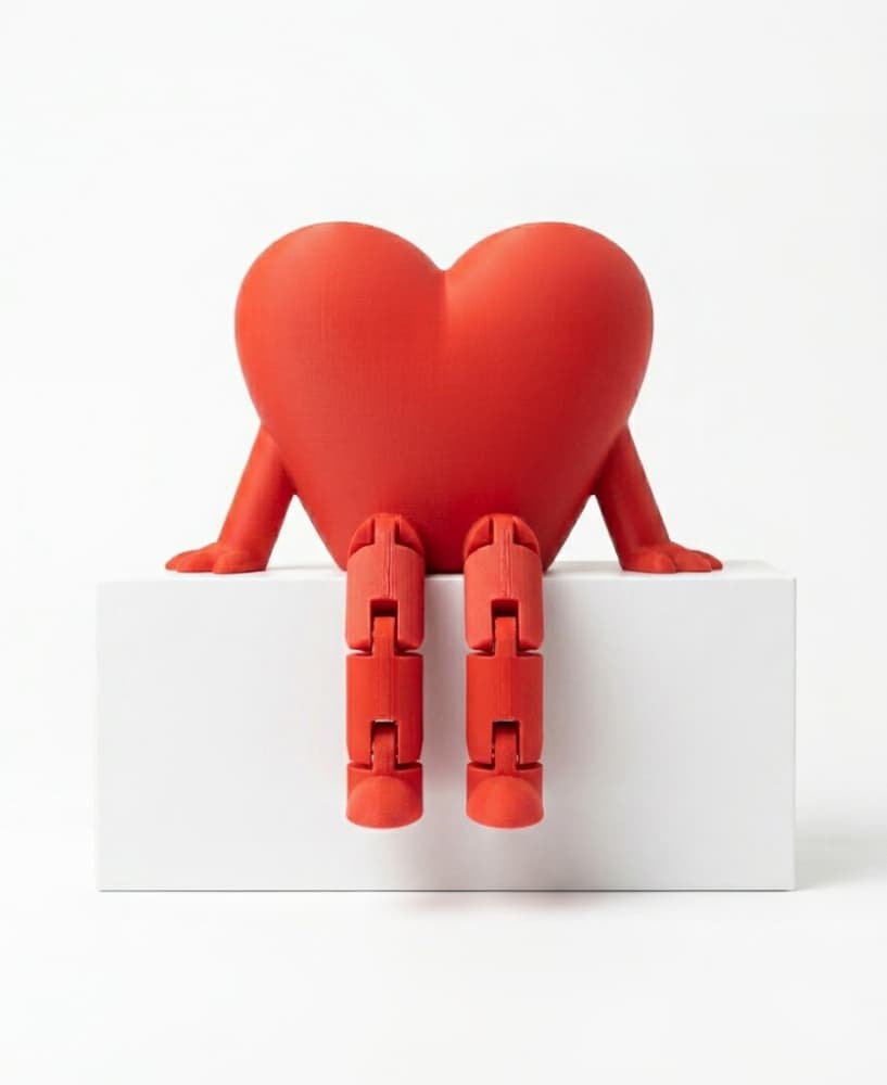 Cute Articulated Heart Buddy – Valentine Desk Toy STL 3d model