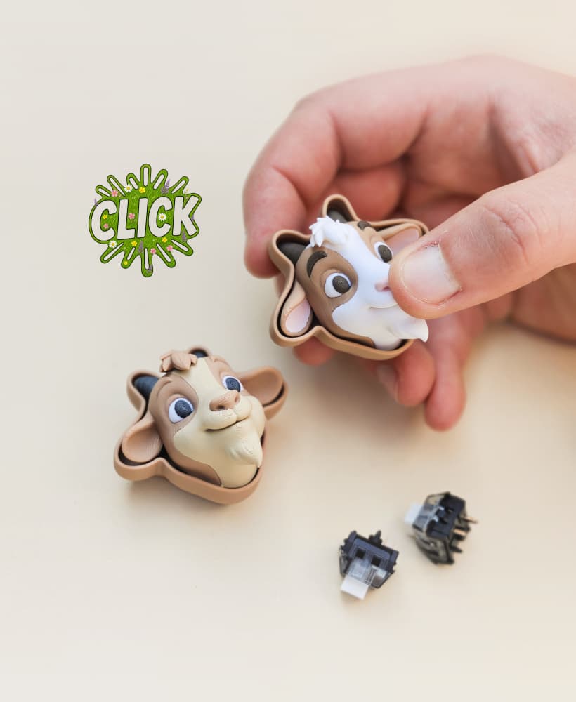 Goat Fidget Clicker, Farm Animal Keychain 3d model