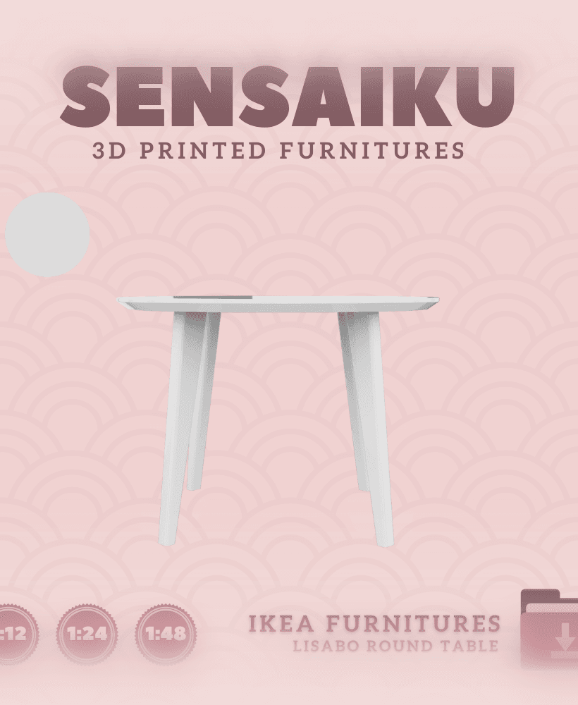 Miniature Replica 06. Lisabo Round Table for Miniature Dollhouse IKEA 3D Print (1:12,24,48) 3d model