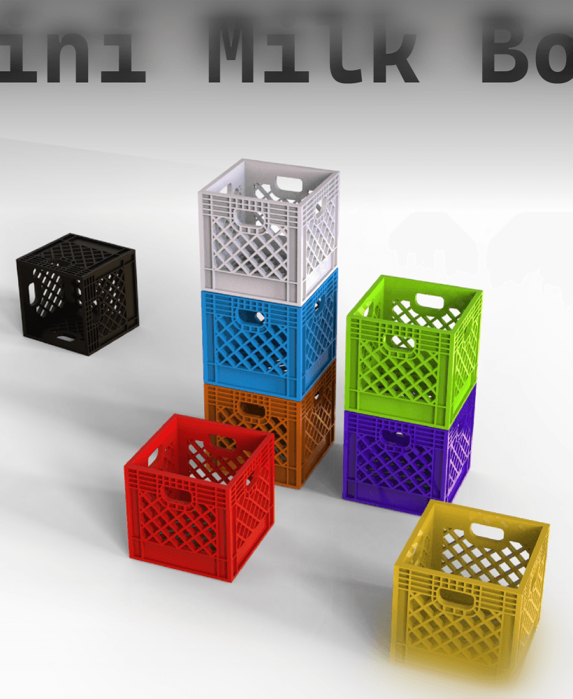 Miniature Milk Crate, Stackable Mini Milk Crate, 3D Print for Office, Office Gift, Organizer 3d model