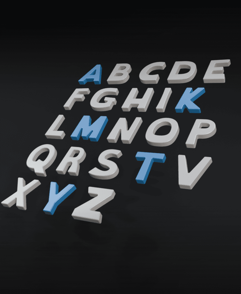 Dyslexia-friendly letters (30 mm) 3d model