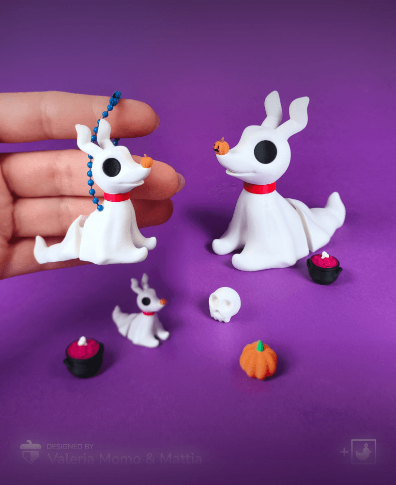 Zero Dog Flexi Articulated, Toy Keychain (The Nightmare Before Christmas Saga), Halloween 3d model