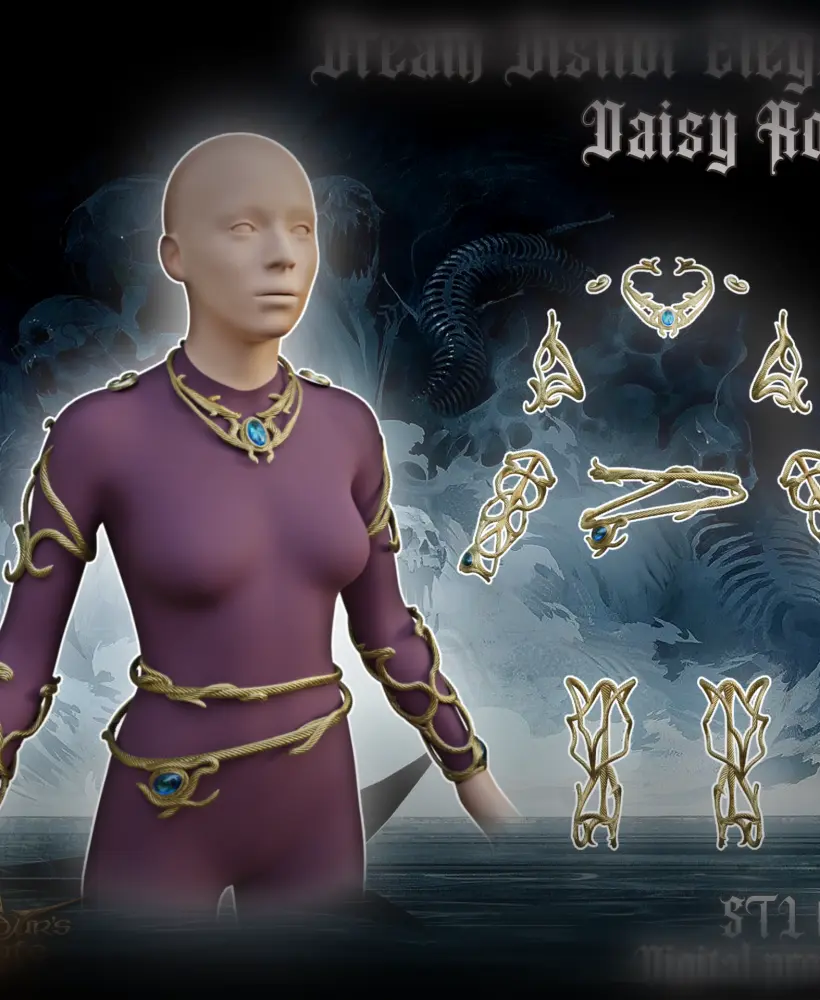 Dream Visitor Elegant Daisy Fantasy Robe Accessories/Jewelry Outfit Baldrus Gate 3 3d model