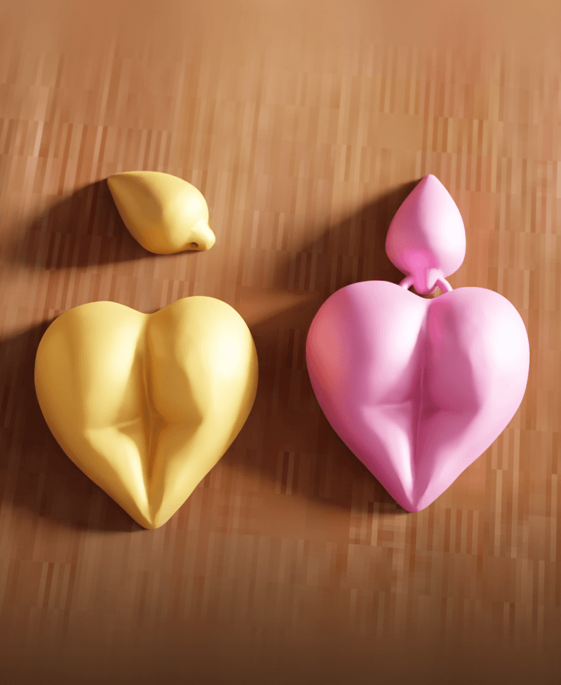 Quirky Anatomical Heart Dangle Earrings 3d model