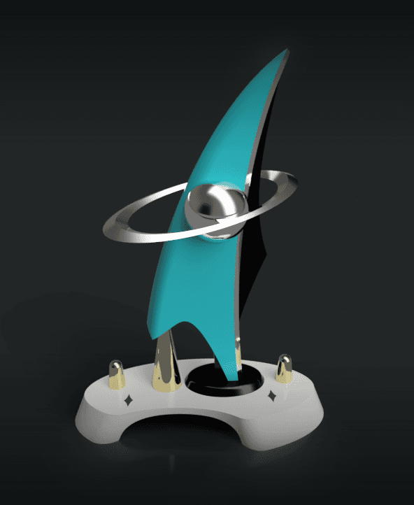 Googie Rocket Wing Desk Totem (Ornament) 3d model