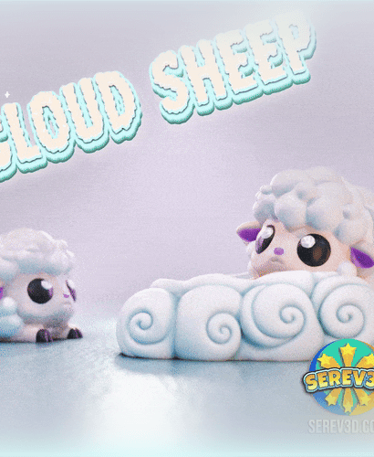 Cloud Sheep - Flexi Keychain, Straw Buddy & Display Base, No Supports 3D Print STL/3MF 3d model