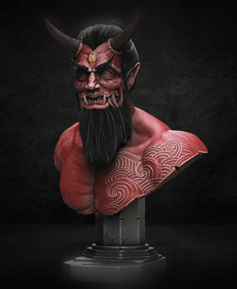 Oni Demon bust (Pre-Supported) 3d model