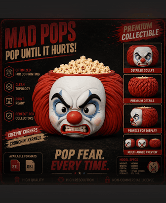 Pennywise from 1990's Tv Series Popcorn bucket 3d model