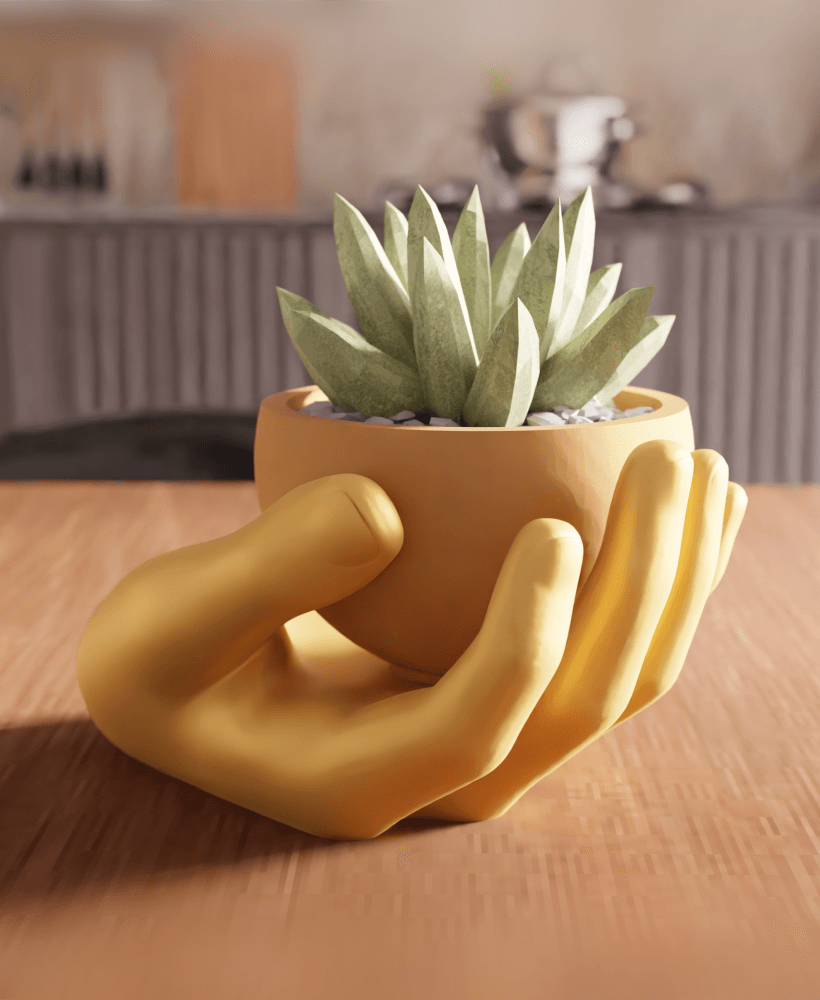 Modular Cupped Hand Planter Vessel 3d model