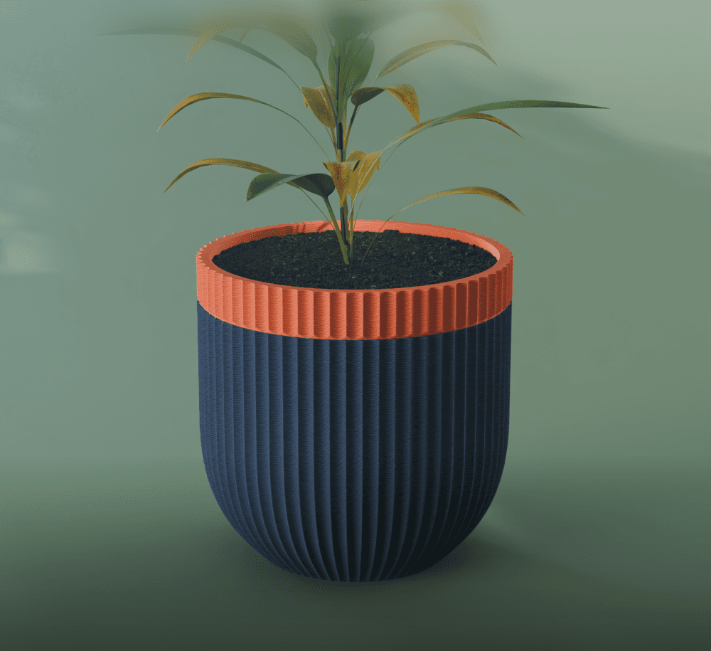 Kaze Planter Pot, Scalloped Reverse | Small, Medium, Large | Self Watering and Drip Tray 3d model