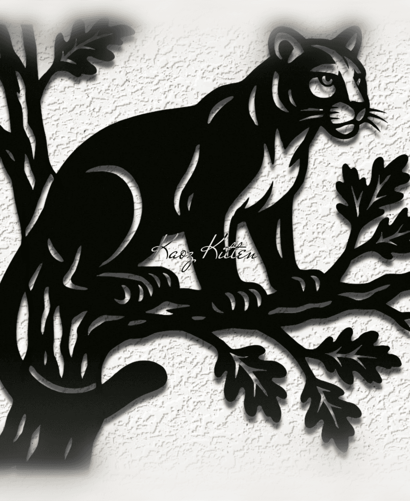 mountain lion tree wall art home decor 3d model