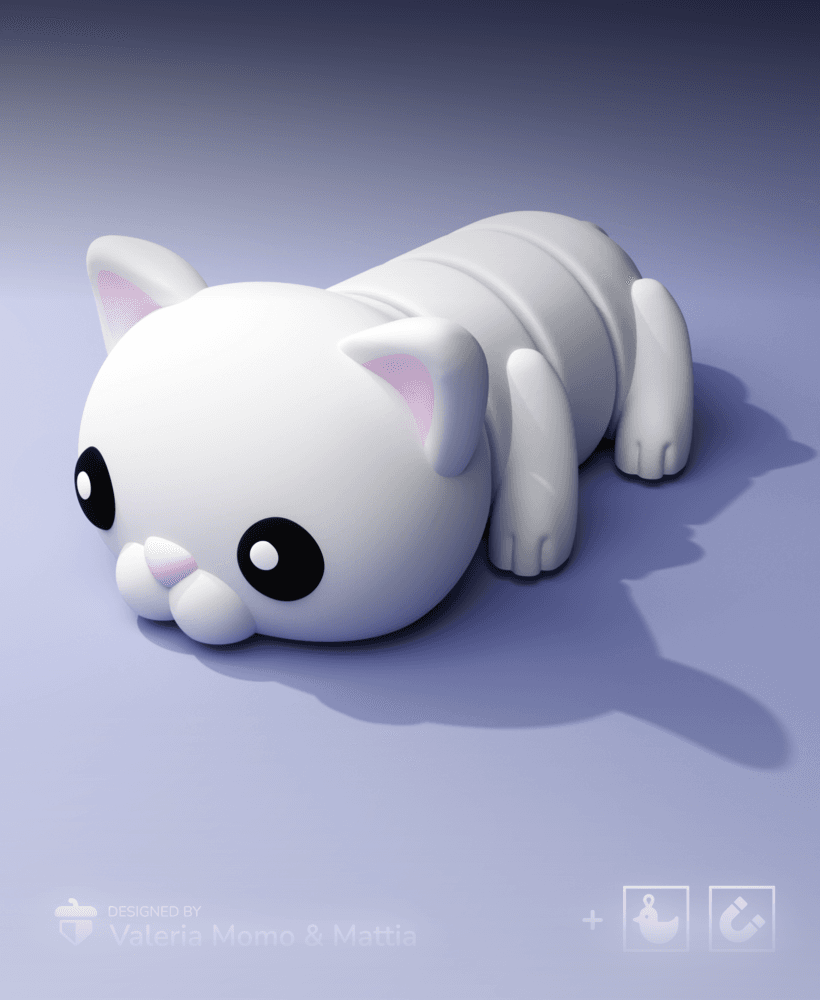 Cute Flexi Pets Cat (Toy, Keychain & Magnet) 3d model
