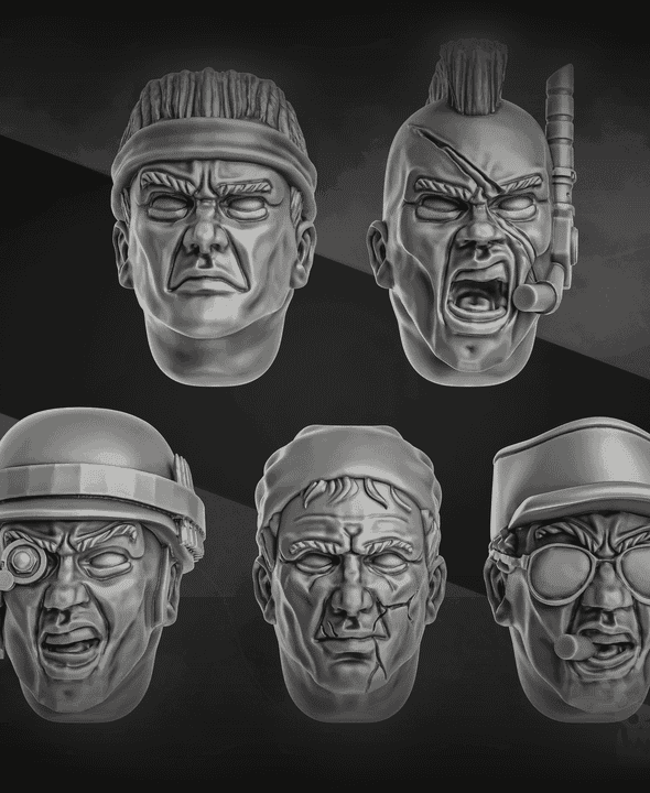 Jungle Fighters Head Bits Commandos Set x5 3d model