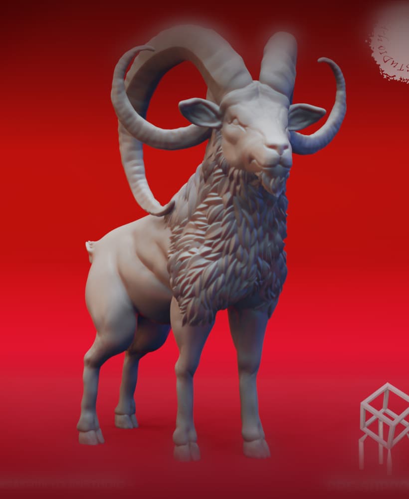 Giant Goat - Tabletop Miniature (Pre-Supported) 3d model