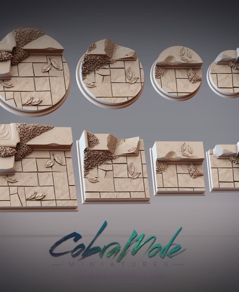Low Crumbling Wall Base Pack (8pcs) - Round and Square Versions 3d model