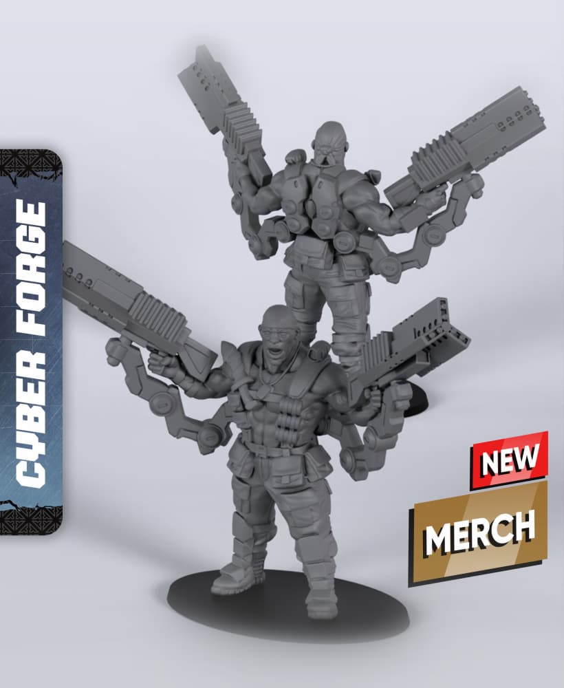 Mjr Bob Parker - With Free Cyberpunk Warhammer - 40k Sci-Fi Gift Ideas for RPG and Wargamers 3d model