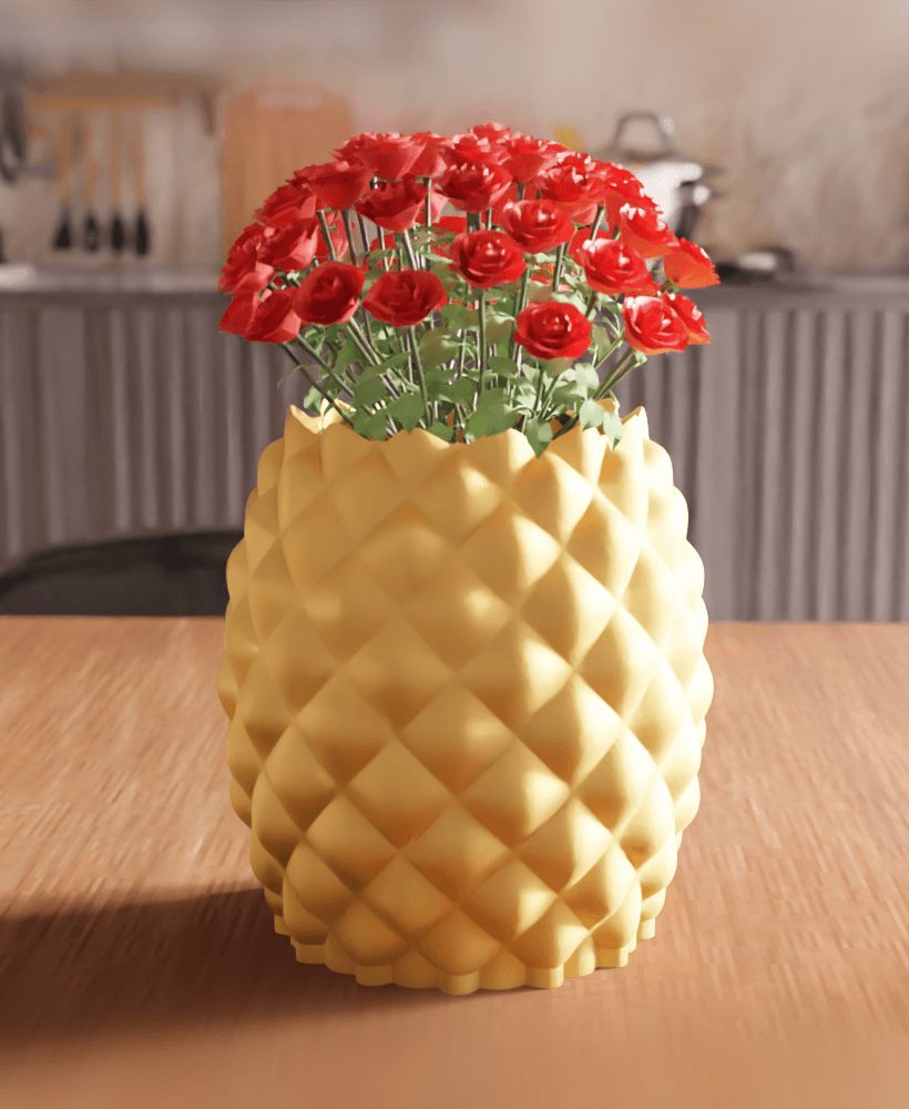Pineapple Geometric Vase Planter Pot 3d model