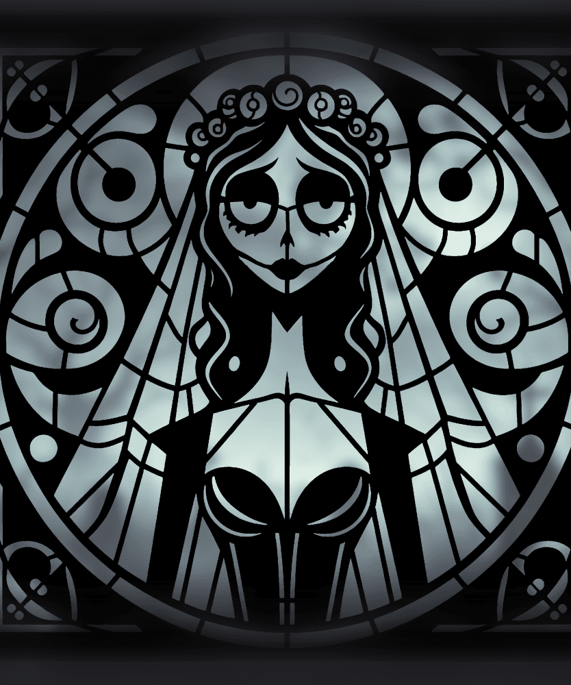 Stained Glass Corpse Bride – Gothic Halloween wall Art 3d model