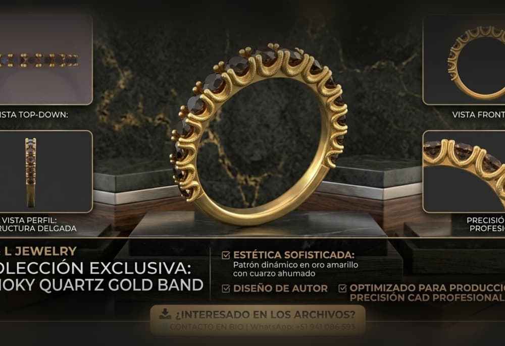 : Smoky Quartz Gold Band 3d model