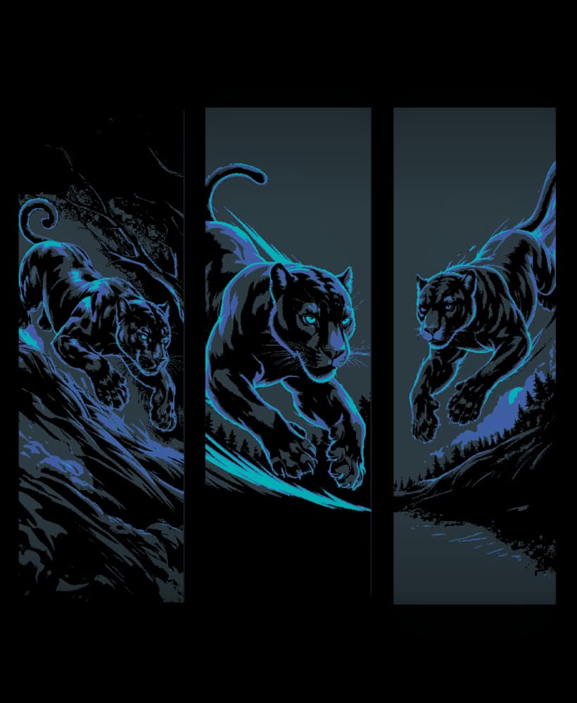 The midnight prowler - a black panther in the moonlight (cat not guy) - set of bookmarks 3d model