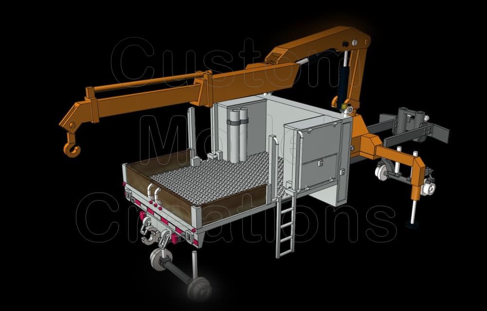 U.P. Style M.O.W. Truck with Crane Kit 1-87 Scale 3d model