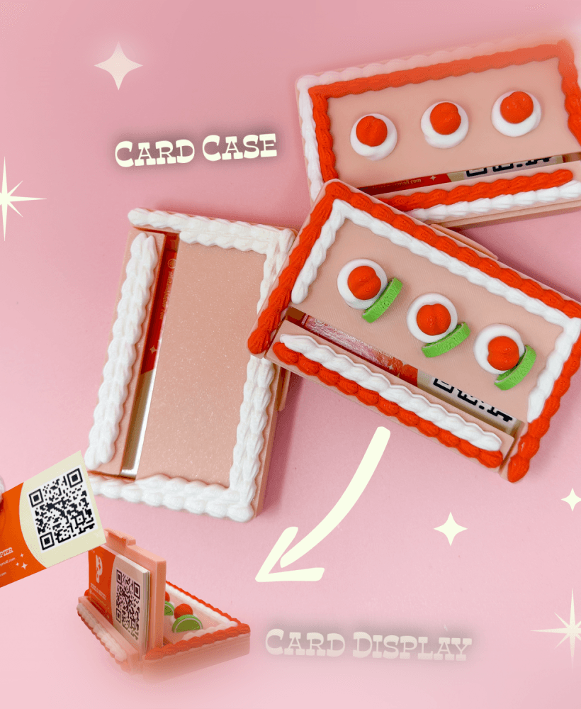 Retro Kitsch Sheet Cake Business Card Holder - Kitschy Vintage Cake Accessory Cute Whimsical 3d model