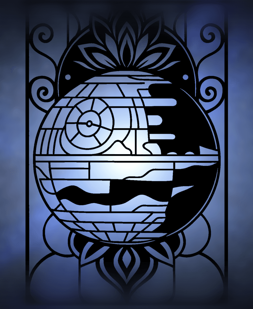 Death Star Mandala – Stained Glass Style Panel 3d model