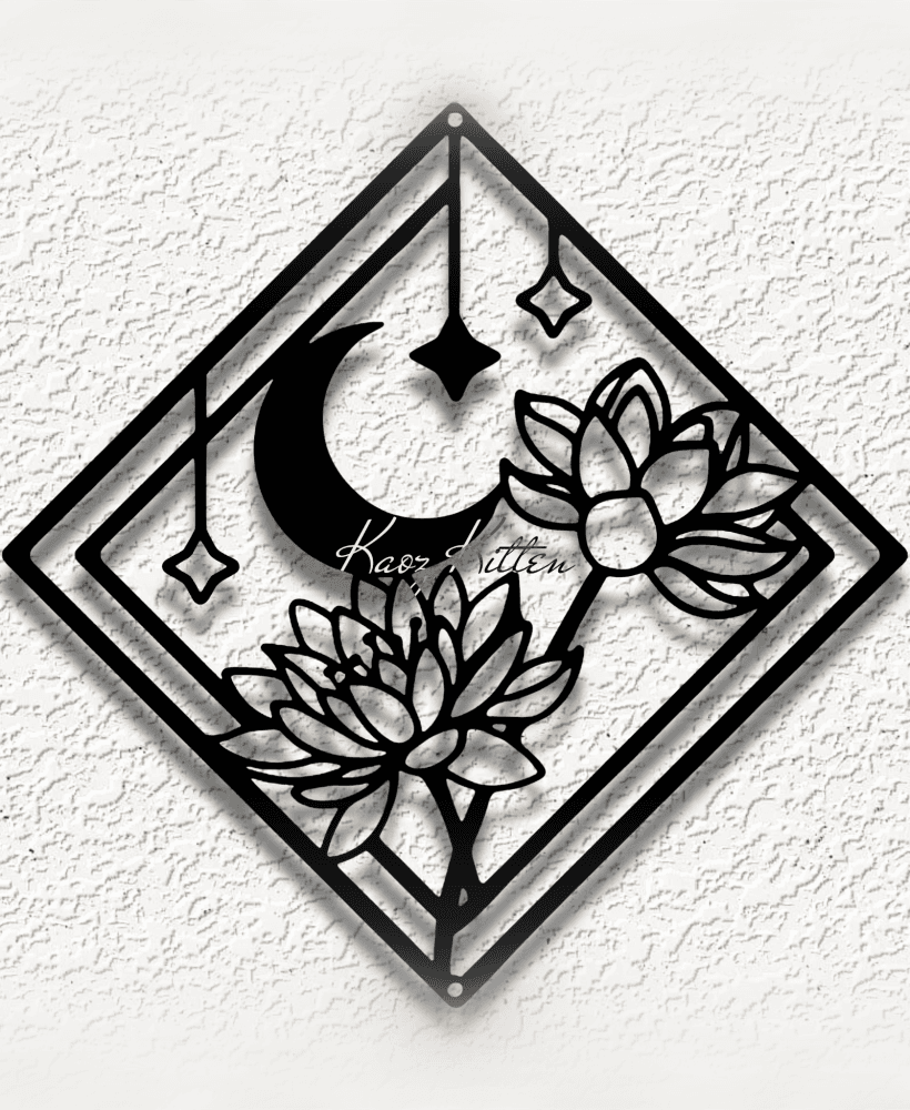 lotus moon wall art 3d model