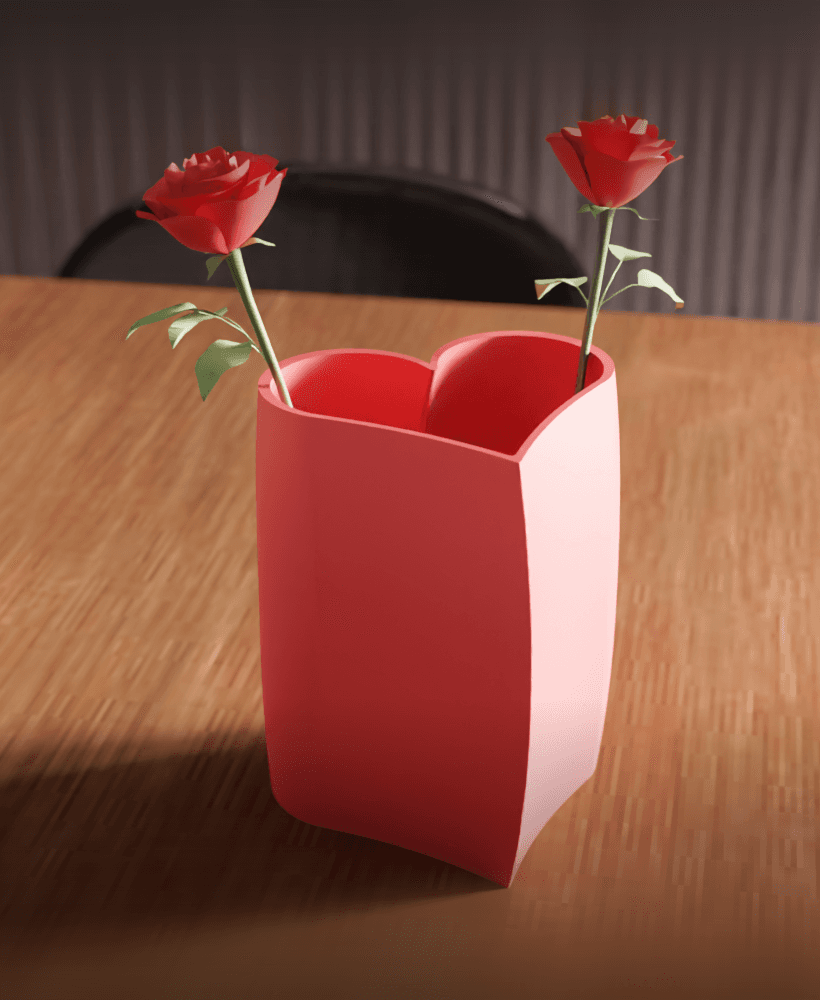 Heart-Shaped Flower Vase and Desktop Organizer 3d model