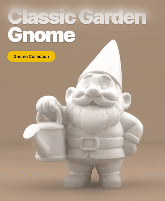 Cute Garden Gnome with Watering Can – Chubby 3D Printable Figurine 3d model
