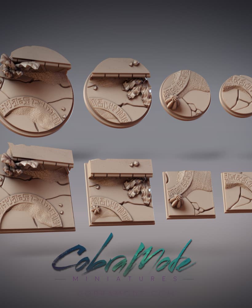 Ancient Wall and Ring Base Pack (8pcs) - Round and Square Versions 3d model