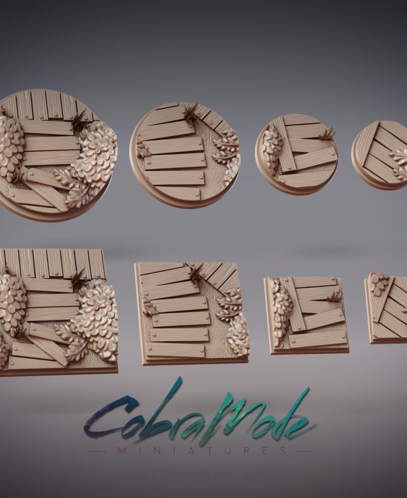 Boardwalk Plank Path Base Pack (8pcs) - Round and Square Versions 3d model