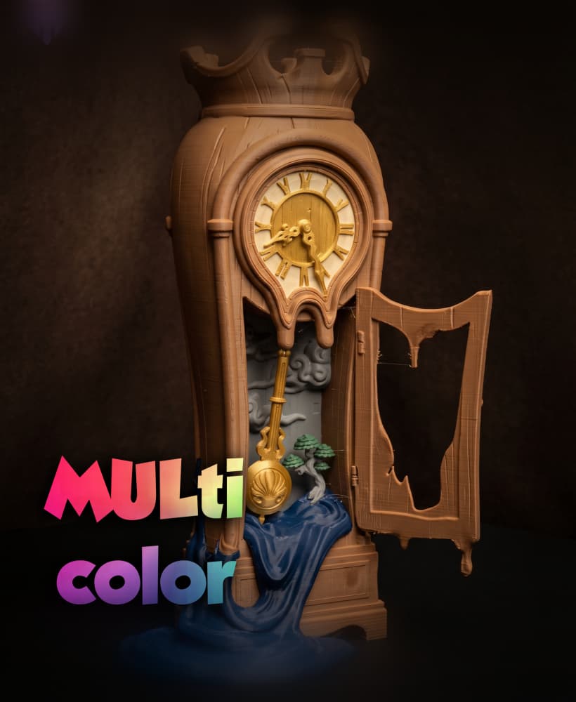 Fantasy Clock Decor 3MF | Art Multi-Color | Surreal Display 3d model