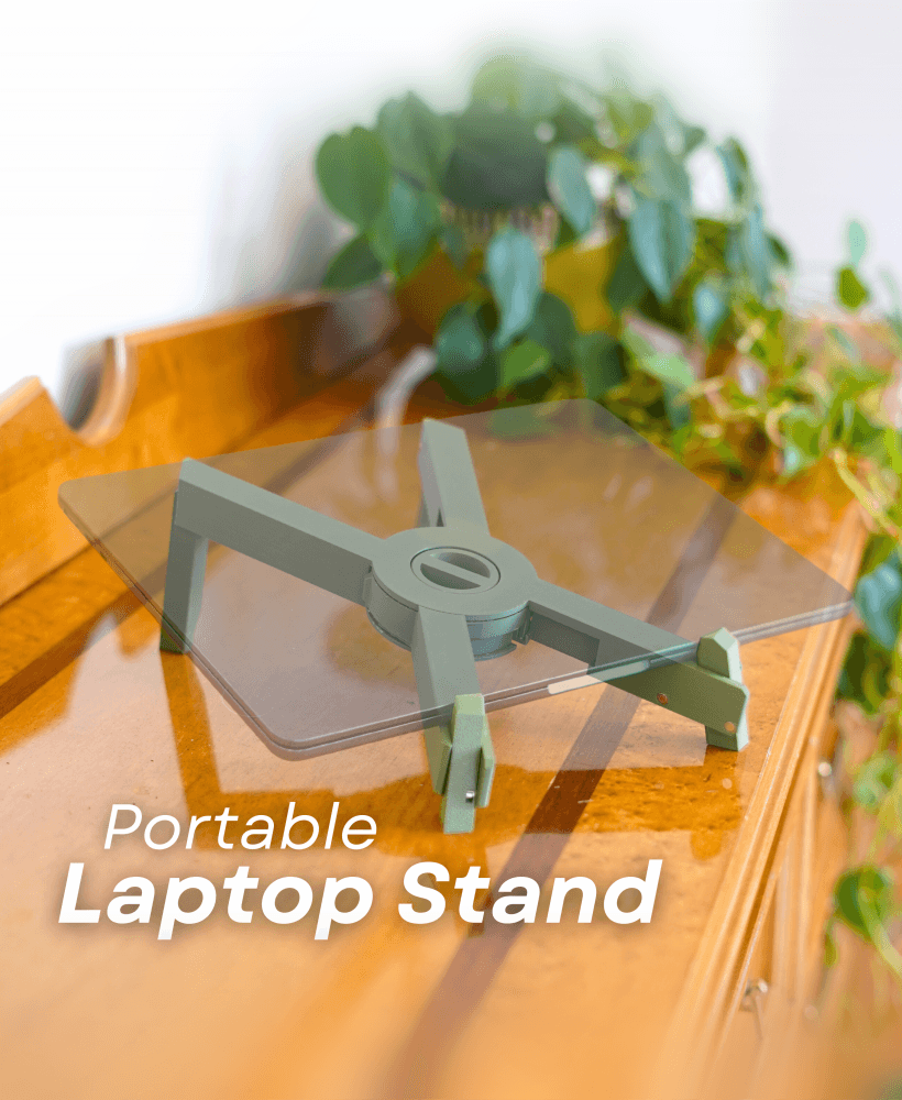 Portable Laptop Stand - Print in Place Collapsing Laptop Stand with Cable Coil 3d model