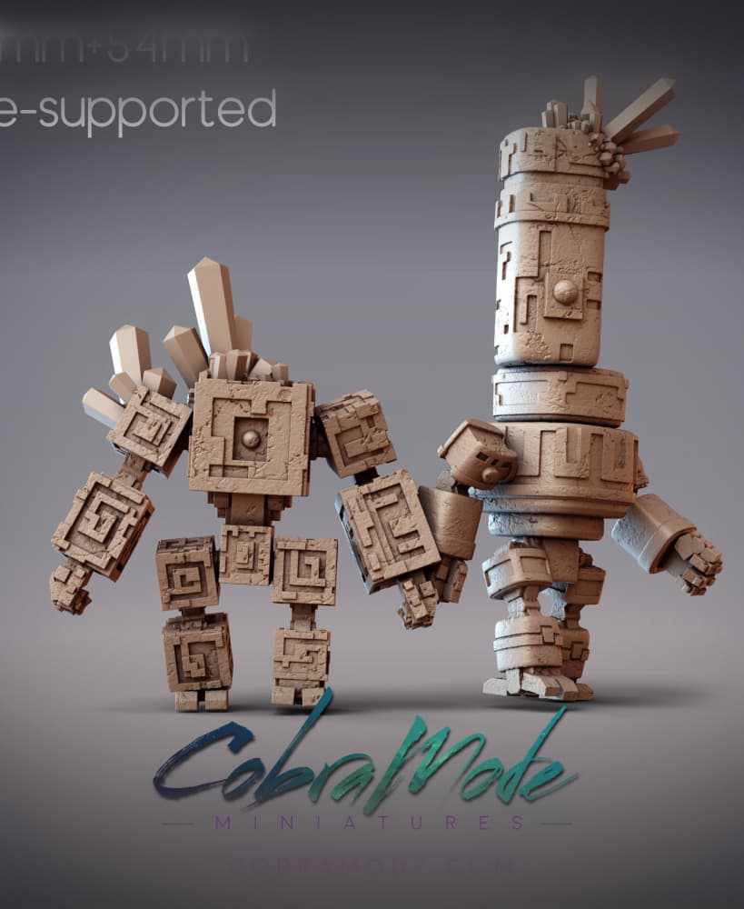 Rock Buddies - Velun & Zarek, Stonebinder Golems (Pre-supported) 3d model