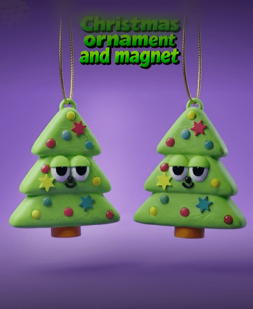 Christmas Tree Ornament – Print-in-Place Flexi Toy (No Supports) 3d model