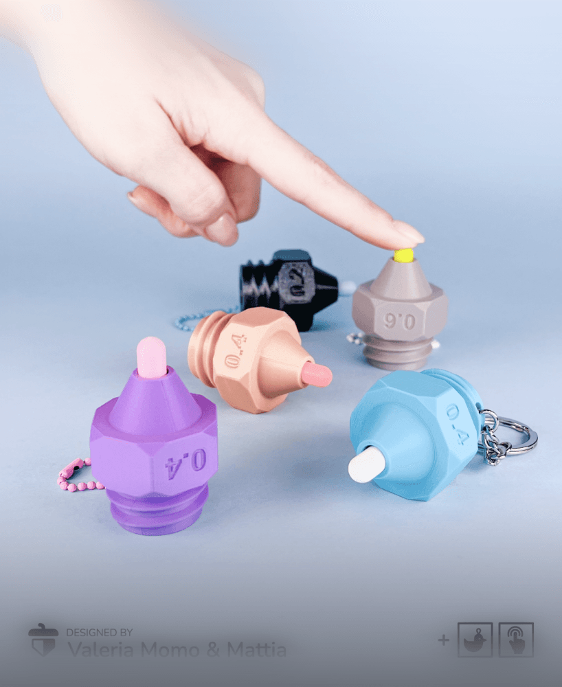 Clicker Nozzle, 0.2mm 0.4mm 0.6mm, Fun Toy Keychain 3d model