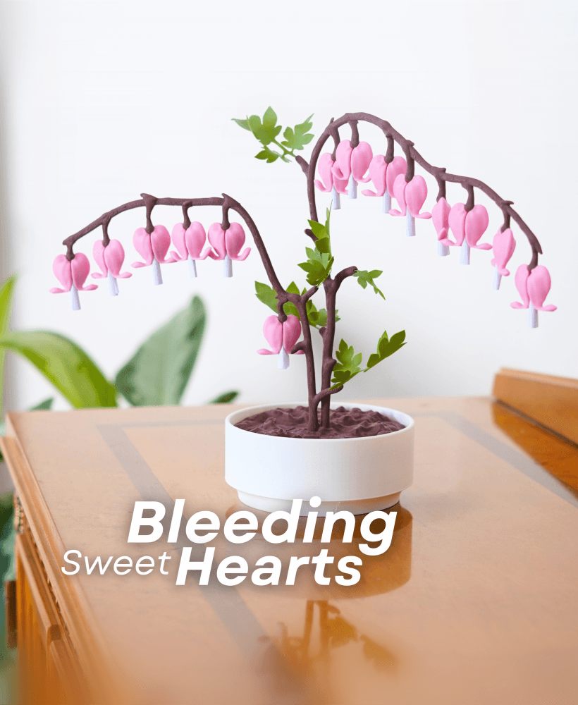 Bleeding Hearts - Functional Plant Print For Valentines Day - Jewelry Box 3d model