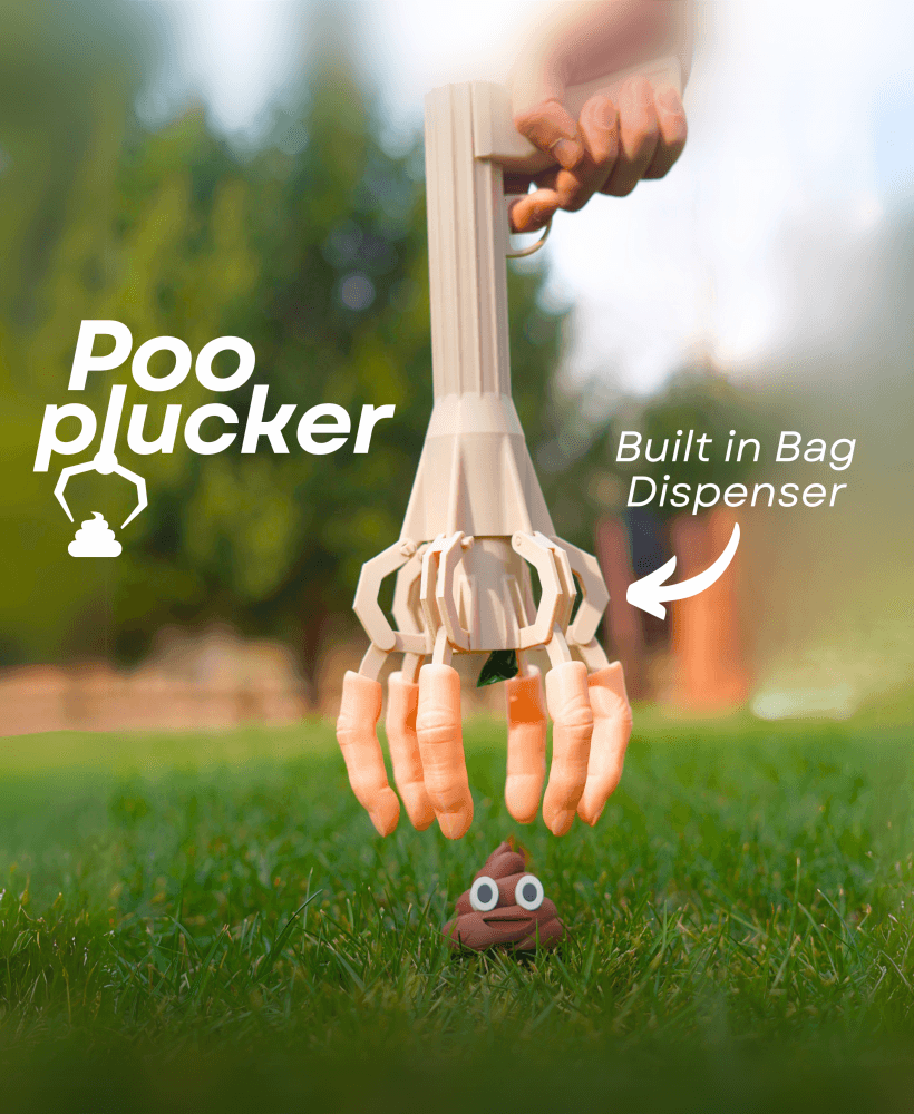 Poo Plucker - Mechanical hand for picking up dog poop - Built in bag dispenser 3d model